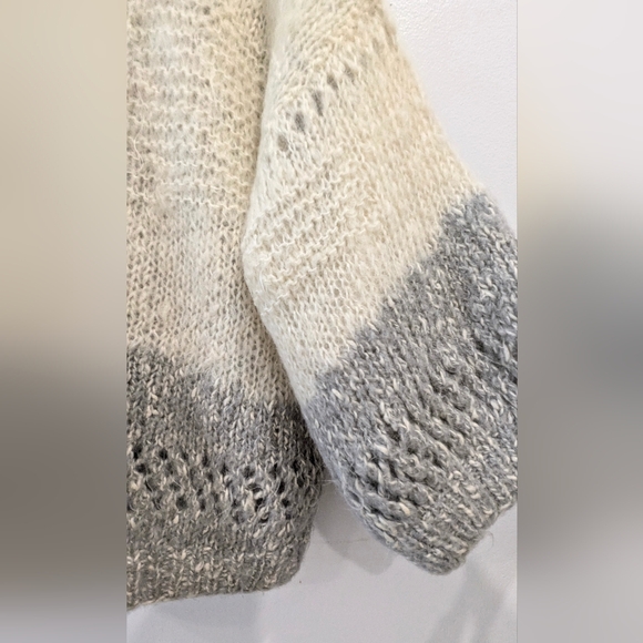 Large vintage mohair hand knit sweater mauve and ivory retro sweater womens - Picture 7 of 8